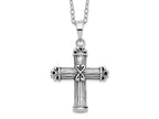 Sentimental Expressions 925 Sterling Silver Rhodium Plated Antiqued Cross Ash Holder 18in Necklace 23 mm
