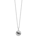 Sentimental Expressions 925 Sterling Silver Cable Enameled Paw Print Ash Holder Necklace 18 Inches x 19 mm