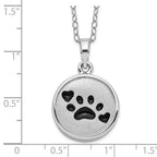 Sentimental Expressions 925 Sterling Silver Cable Enameled Paw Print Ash Holder Necklace 18 Inches x 19 mm