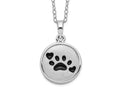 Sentimental Expressions 925 Sterling Silver Cable Enameled Paw Print Ash Holder Necklace 18 Inches x 19 mm