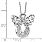 Sentimental Expressions 925 Sterling Silver  CZ Angel Of Comfort Necklace 18 Inches x 22 mm