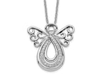 Sentimental Expressions 925 Sterling Silver  CZ Angel Of Comfort Necklace 18 Inches x 22 mm