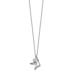 Sentimental Expressions 925 Sterling Silver Cable CZ Antiqued Angel Of Joy Necklace 18 Inches x 20 mm