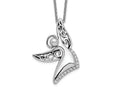 Sentimental Expressions 925 Sterling Silver Cable CZ Antiqued Angel Of Joy Necklace 18 Inches x 20 mm