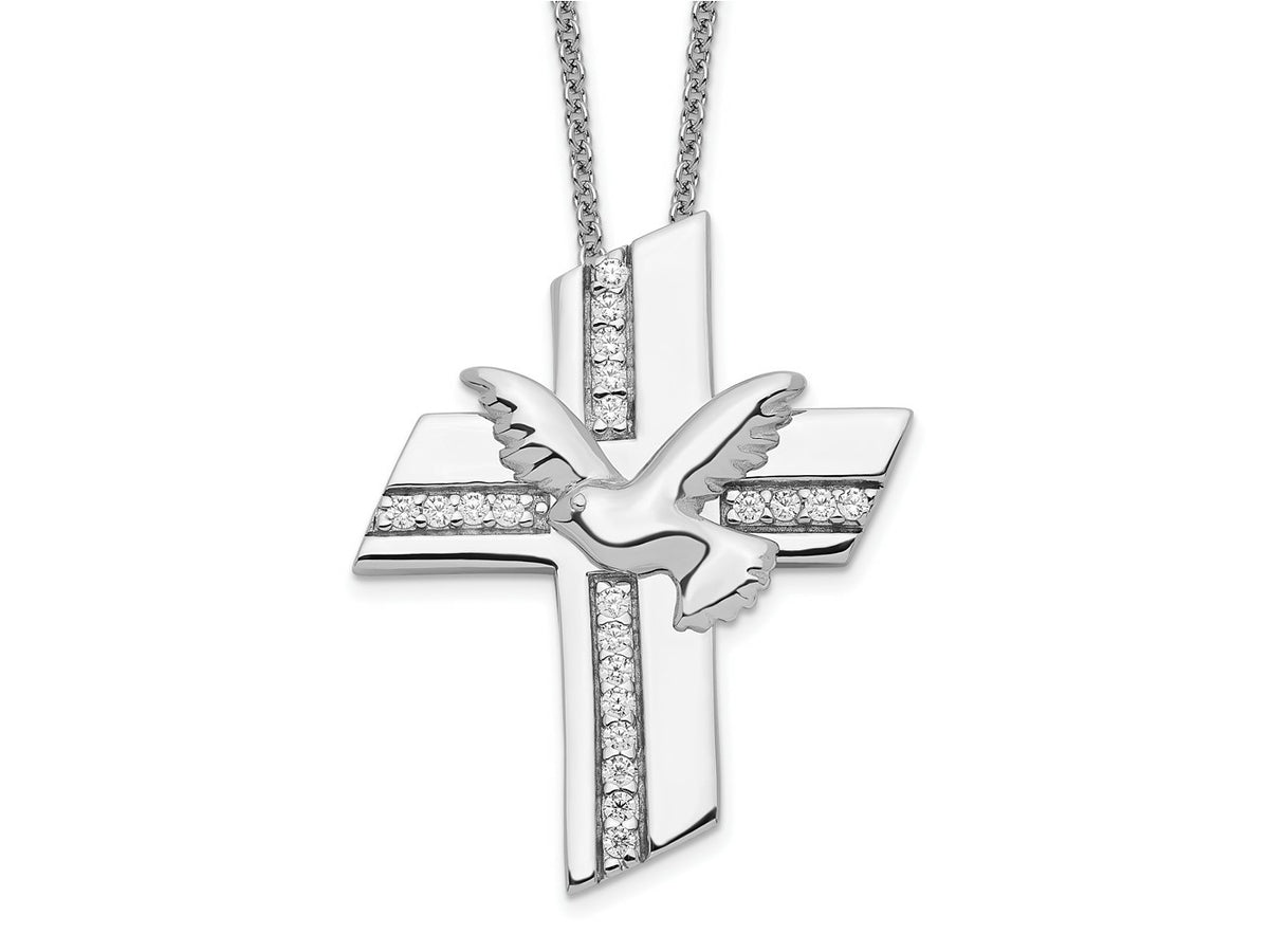 Sentimental Expressions 925 Sterling Silver  CZ Confirmation Blessings Necklace 18 Inches x 22 mm