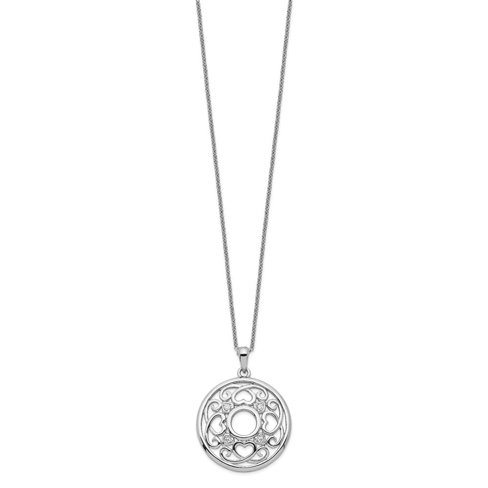 Sentimental Expressions 925 Sterling Silver  CZ Wisdom Of Friendship Necklace 18 Inches x 26 mm