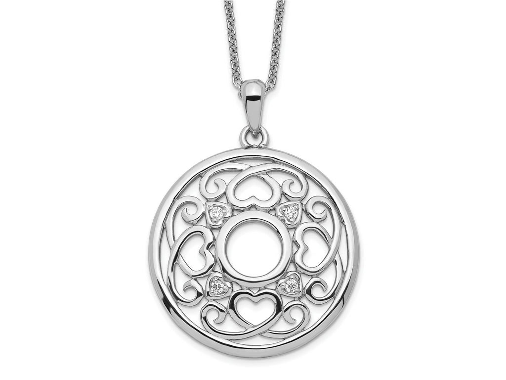 Sentimental Expressions 925 Sterling Silver  CZ Wisdom Of Friendship Necklace 18 Inches x 26 mm