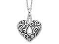 Sentimental Expressions 925 Sterling Silver Rhodium Antiqued Grieving Heart Ash Holder 18in. Necklace 18 Inches x 28 mm