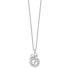Sentimental Expressions 925 Sterling Silver  CZ Family of 3 Gathering Necklace 18 Inches x 20 mm