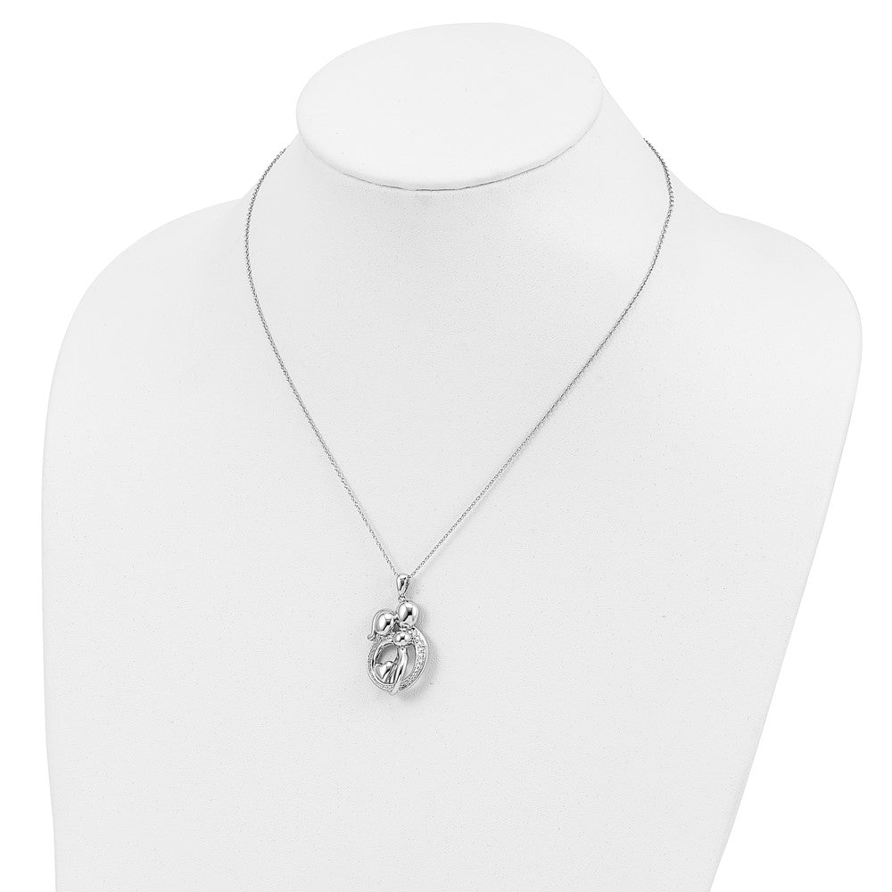 Sentimental Expressions 925 Sterling Silver  CZ Family of 3 Gathering Necklace 18 Inches x 20 mm