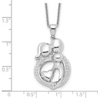 Sentimental Expressions 925 Sterling Silver  CZ Family of 3 Gathering Necklace 18 Inches x 20 mm