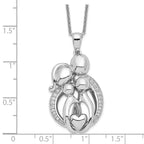 Sentimental Expressions 925 Sterling Silver  CZ Family of 4 Gathering 18in. Necklace 18 Inches x 20 mm