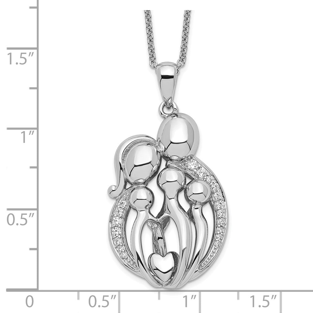Sentimental Expressions 925 Sterling Silver  CZ Family of 5 Gathering Necklace 18 Inches x 20 mm