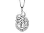 Sentimental Expressions 925 Sterling Silver  CZ Family of 5 Gathering Necklace 18 Inches x 20 mm