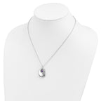 Sentimental Expressions 925 Sterling Silver  Antiqued CZ For You Grandma Necklace 18 Inches x 20 mm