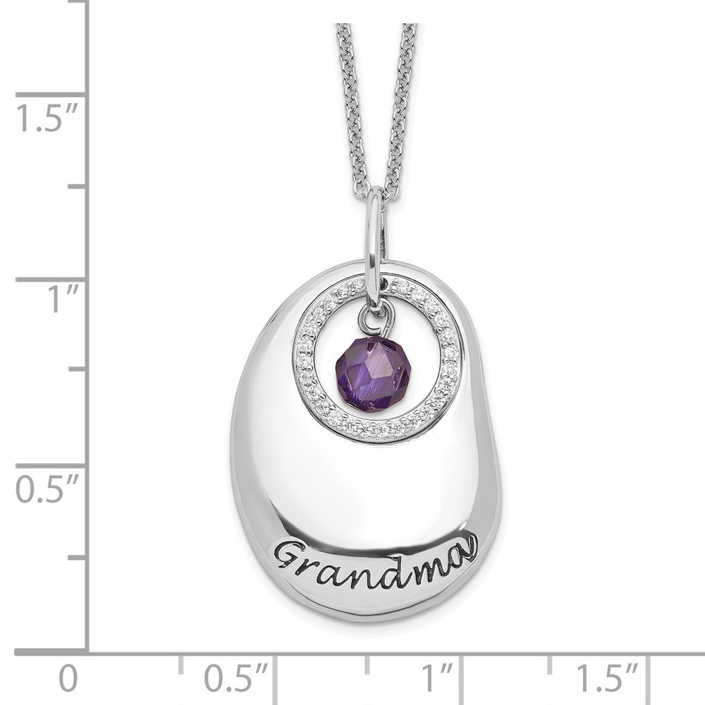 Sentimental Expressions 925 Sterling Silver  Antiqued CZ For You Grandma Necklace 18 Inches x 20 mm