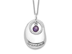 Sentimental Expressions 925 Sterling Silver  Antiqued CZ For You Grandma Necklace 18 Inches x 20 mm