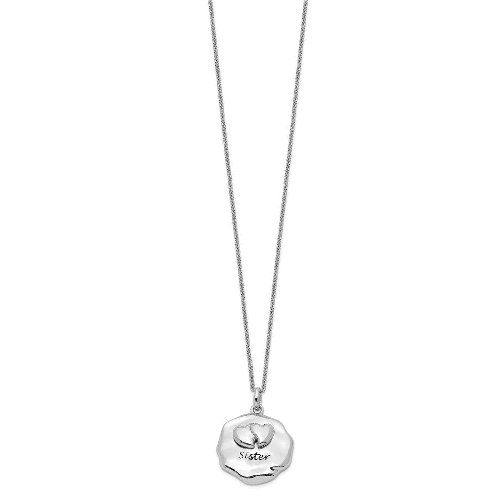 Sentimental Expressions 925 Sterling Silver  Antiqued For You My Sister Necklace 18 Inches x 20 mm