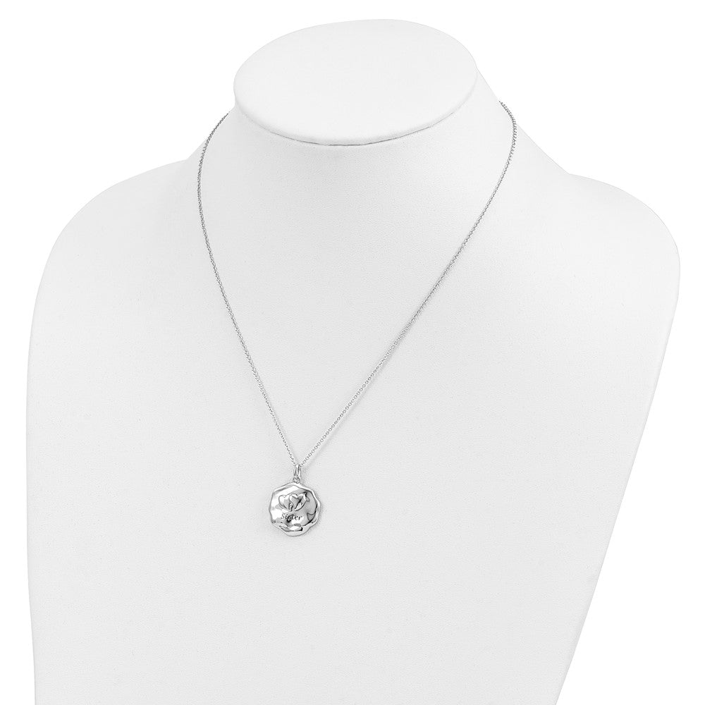 Sentimental Expressions 925 Sterling Silver  Antiqued For You My Sister Necklace 18 Inches x 20 mm