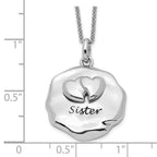 Sentimental Expressions 925 Sterling Silver  Antiqued For You My Sister Necklace 18 Inches x 20 mm