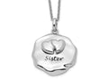 Sentimental Expressions 925 Sterling Silver  Antiqued For You My Sister Necklace 18 Inches x 20 mm