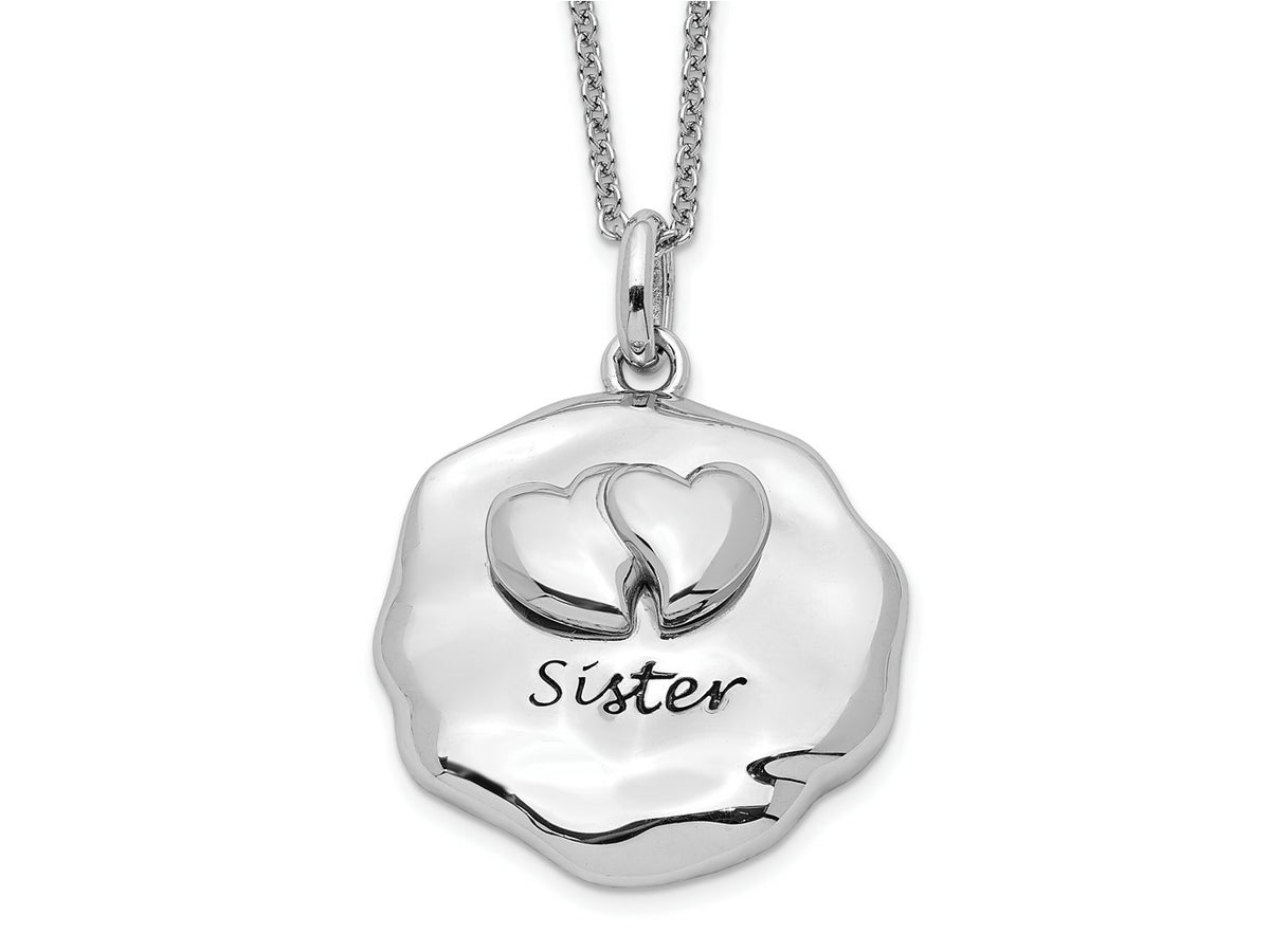 Sentimental Expressions 925 Sterling Silver  Antiqued For You My Sister Necklace 18 Inches x 20 mm