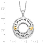Sentimental Expressions 925 Sterling Silver CZ I Love You More Grandma Necklace 18 Inches x 26 mm