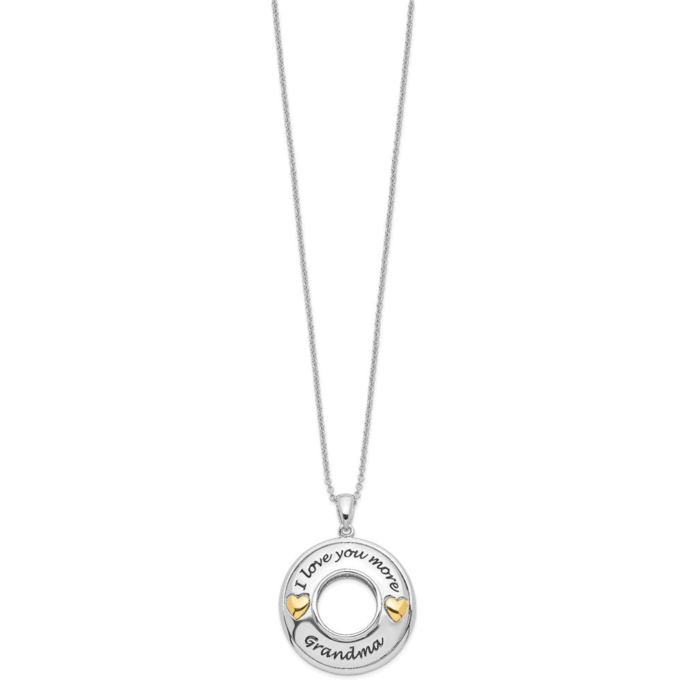 Sentimental Expressions 925 Sterling Silver CZ I Love You More Grandma Necklace 18 Inches x 26 mm