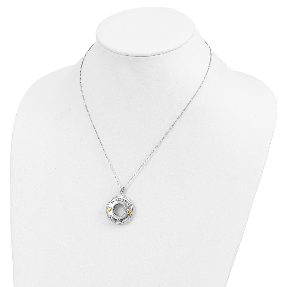 Sentimental Expressions 925 Sterling Silver CZ I Love You More Grandma Necklace 18 Inches x 26 mm