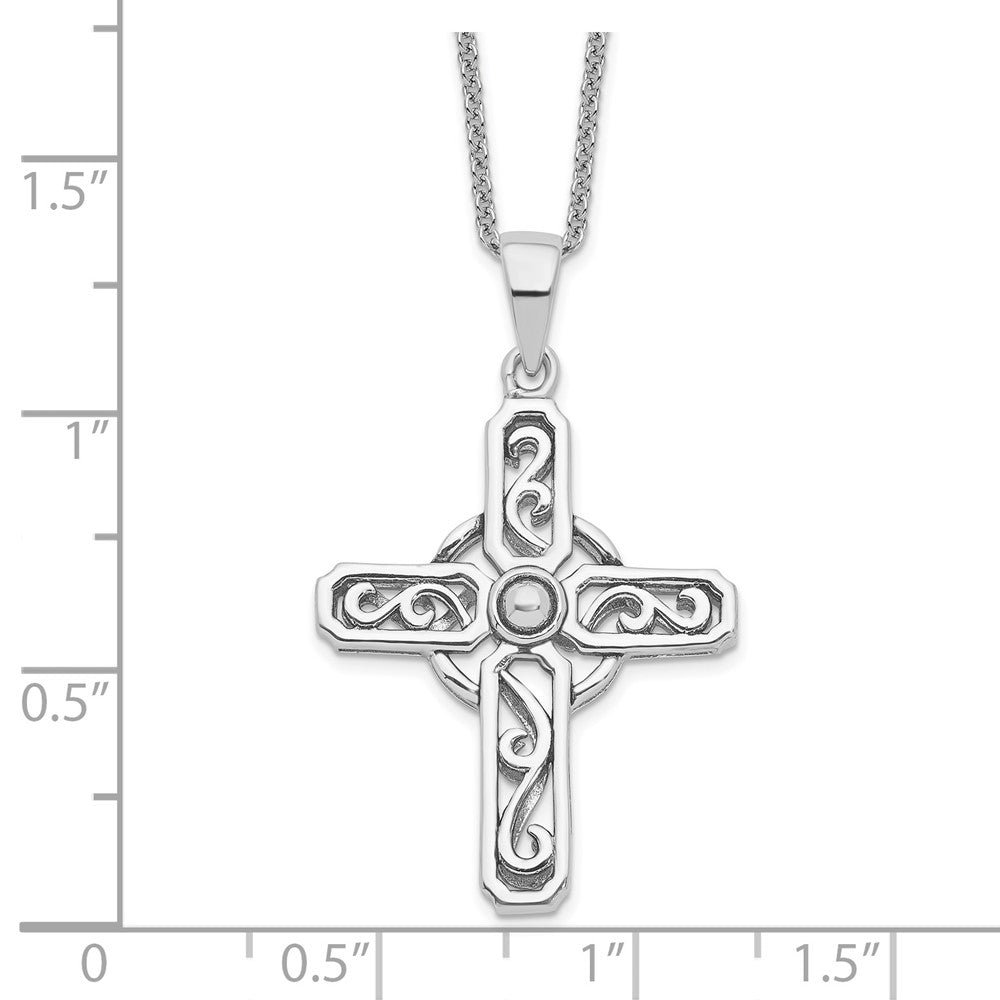 Sentimental Expressions 925 Sterling Silver Cable  Prayer Cross 18in Necklace 18 Inches x 21 mm