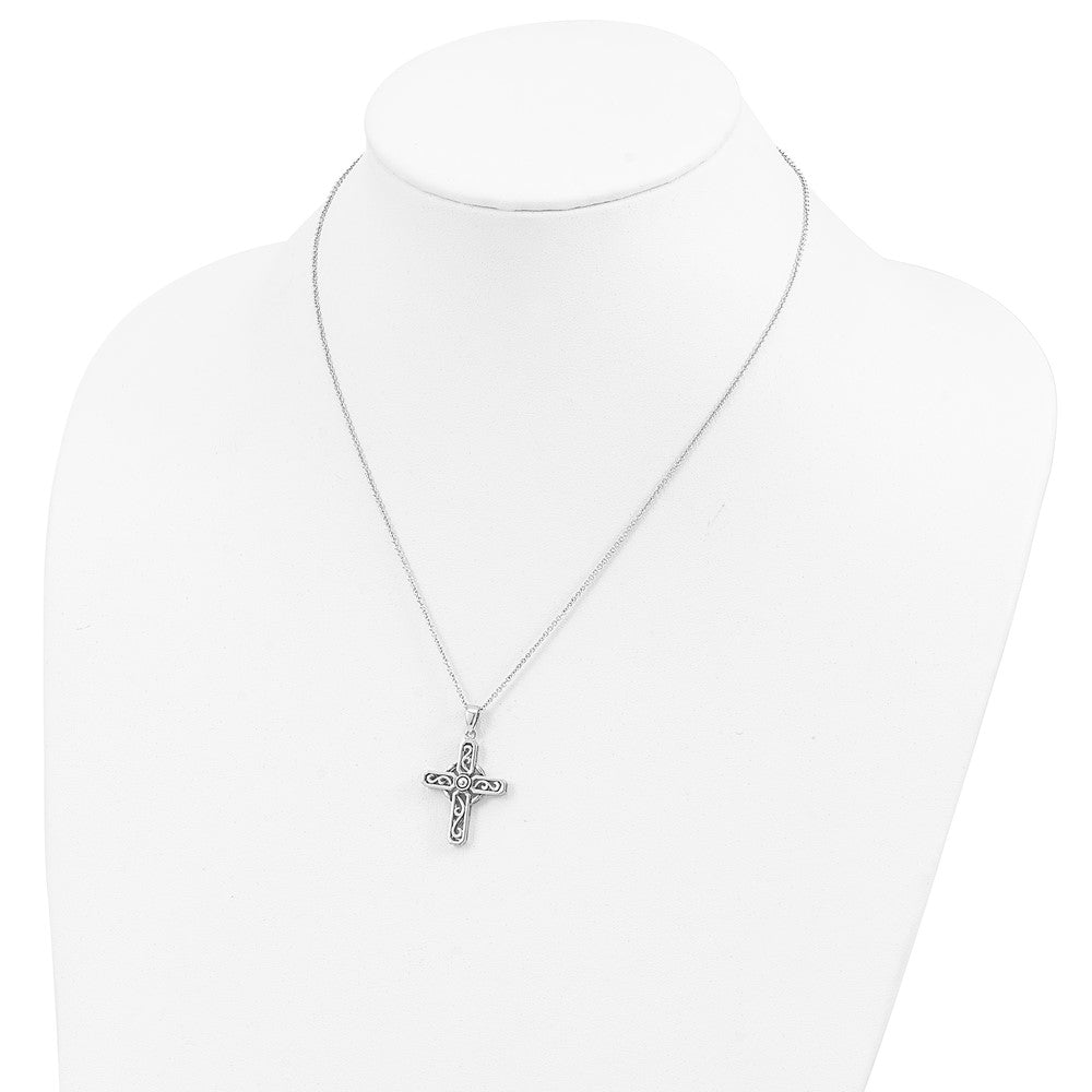 Sentimental Expressions 925 Sterling Silver Cable  Prayer Cross 18in Necklace 18 Inches x 21 mm
