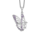 Sentimental Expressions 925 Sterling Silver  CZ Never Give Up Butterfly Necklace 18 Inches x 18 mm
