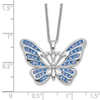 Sentimental Expressions 925 Sterling Silver  Crystal Never Give Up ButterflyNecklace 18 Inches x 27 mm