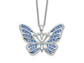Sentimental Expressions 925 Sterling Silver  Crystal Never Give Up ButterflyNecklace 18 Inches x 27 mm