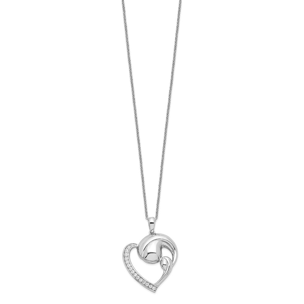Sentimental Expressions 925 Sterling Silver Cable Rhodium Plated CZ Motherhood Necklace 18 Inches x 22 mm