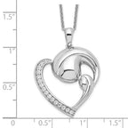 Sentimental Expressions 925 Sterling Silver Cable Rhodium Plated CZ Motherhood Necklace 18 Inches x 22 mm