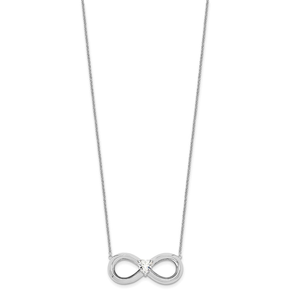 Sentimental Expressions 925 Sterling Silver CZ Antiqued Forever Necklace 19 Inches x 32 mm