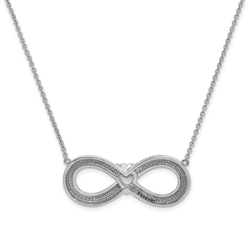 Sentimental Expressions 925 Sterling Silver CZ Antiqued Forever Necklace 19 Inches x 32 mm