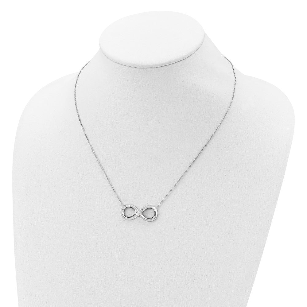 Sentimental Expressions 925 Sterling Silver CZ Antiqued Forever Necklace 19 Inches x 32 mm