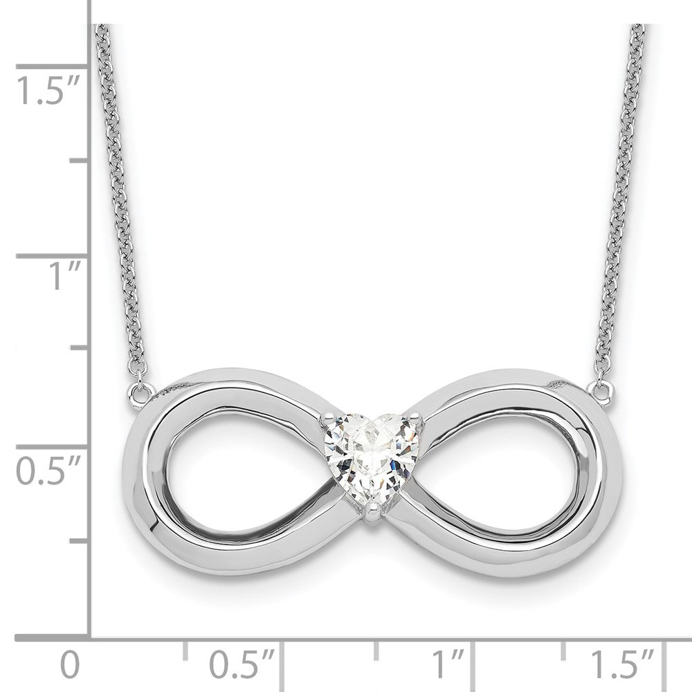 Sentimental Expressions 925 Sterling Silver CZ Antiqued Forever Necklace 19 Inches x 32 mm