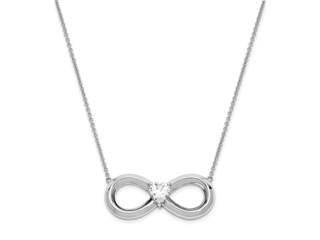 Sentimental Expressions 925 Sterling Silver CZ Antiqued Forever Necklace 19 Inches x 32 mm
