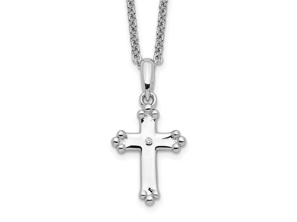 Sentimental Expressions 925 Sterling Silver Cable  CZ Believe Big Necklace 14 Inches x 9 mm