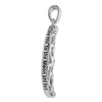 Sentimental Expressions 925 Sterling Silver CZ Antiqued Love You To The Moon and Back Necklace 18 Inches x 19 mm