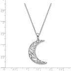 Sentimental Expressions 925 Sterling Silver CZ Antiqued Love You To The Moon and Back Necklace 18 Inches x 19 mm