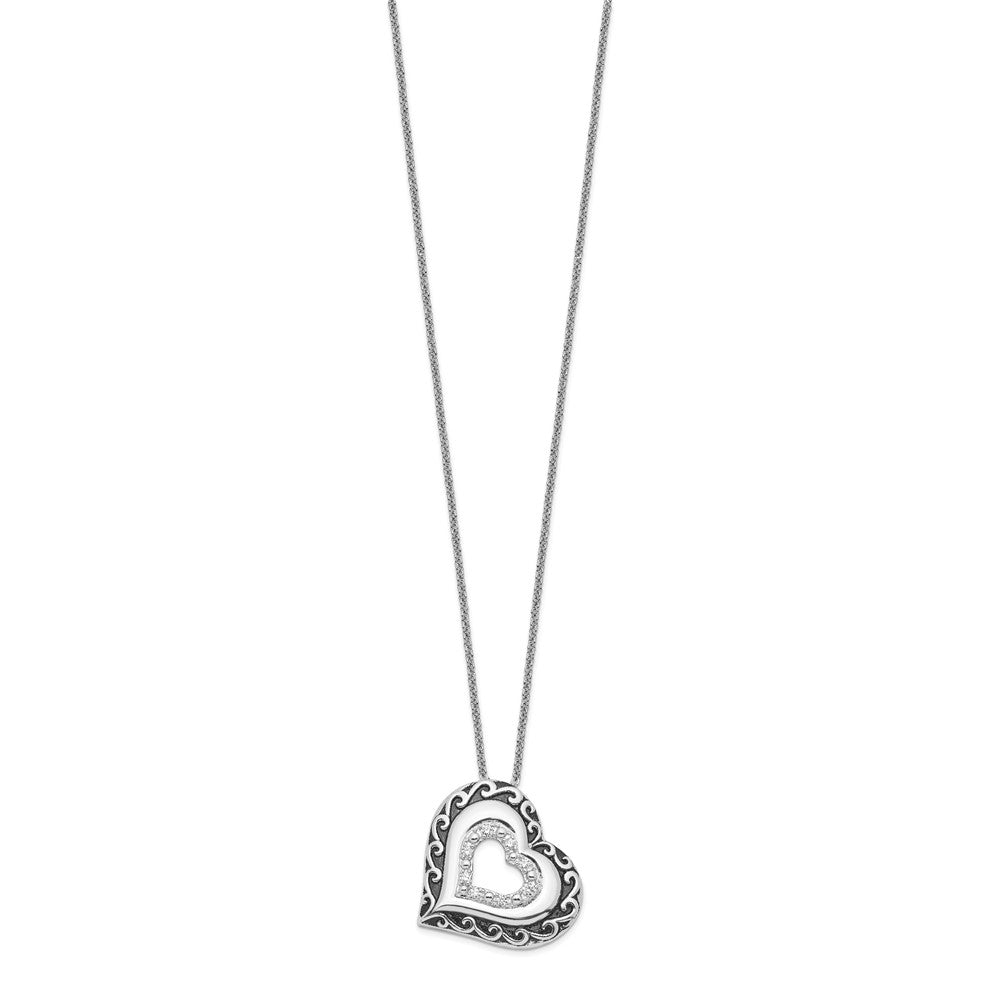 Sentimental Expressions 925 Sterling Silver CZ Antiqued Mother Of the Bride Necklace 18 Inches x 25 mm