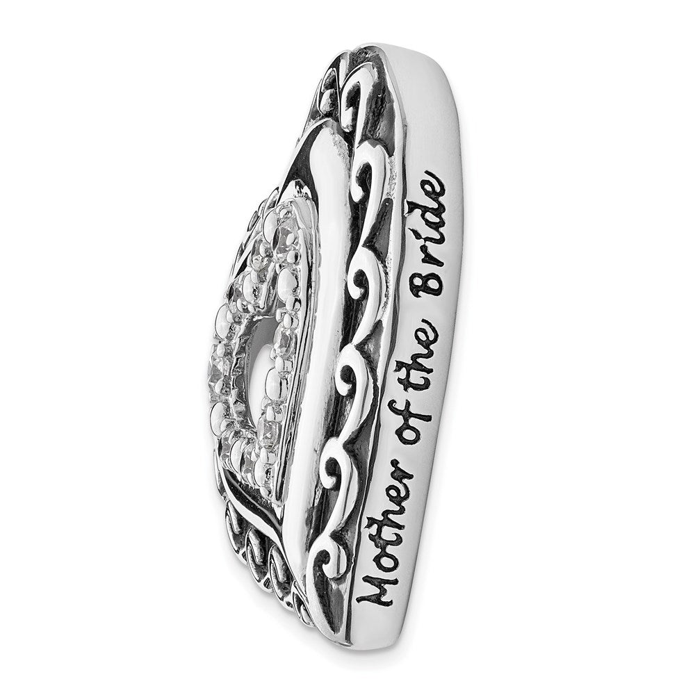 Sentimental Expressions 925 Sterling Silver CZ Antiqued Mother Of the Bride Necklace 18 Inches x 25 mm