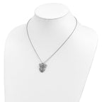 Sentimental Expressions 925 Sterling Silver Cable CZ Antiqued Angel, Heavenly Angel 18 Inch Necklace 18 Inches x 19 mm