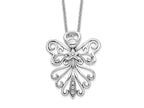 Sentimental Expressions 925 Sterling Silver Cable CZ Antiqued Angel, Heavenly Angel 18 Inch Necklace 18 Inches x 19 mm