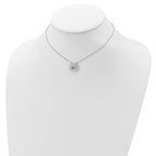 Sentimental Expressions 925 Sterling Silver Cable  CZ Sparkle Shine Necklace 14 Inches x 14 mm