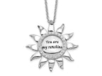 Sentimental Expressions 925 Sterling Silver Cable CZ Antiqued You Are My Sunshine Necklace 18 Inches x 25 mm